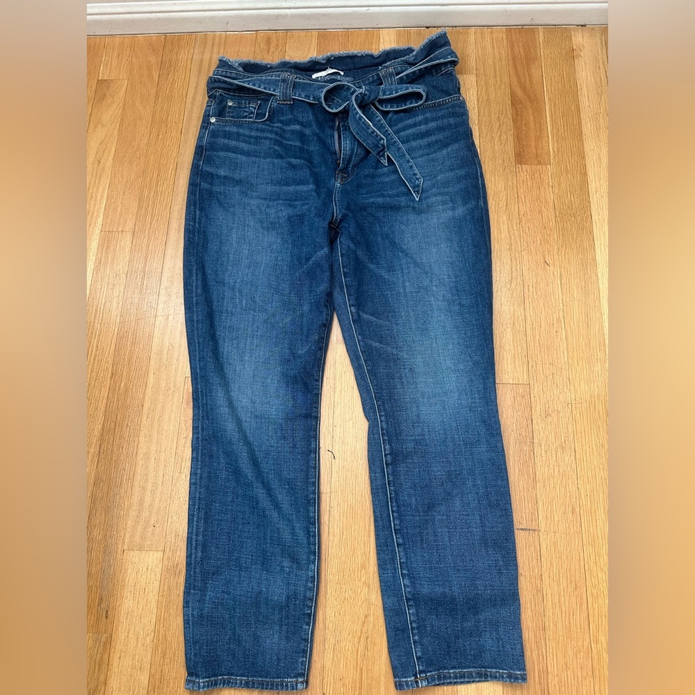 7 For All Mankind Dark Blue Straight-Leg Tie-Waist Jeans
